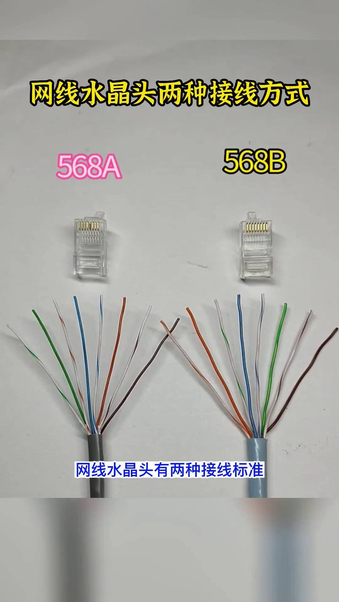 网线水晶头两种接线方式电工 电工知识 零基础学电工